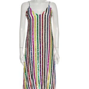 Caroline Constas rainbow sequin midi dress - S